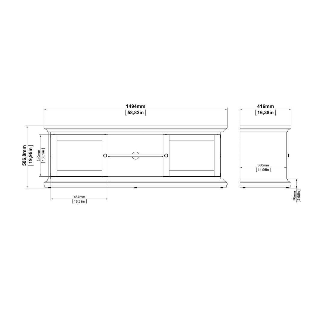 Paris TV-unit 2 frame Doors in White - TidySpaces