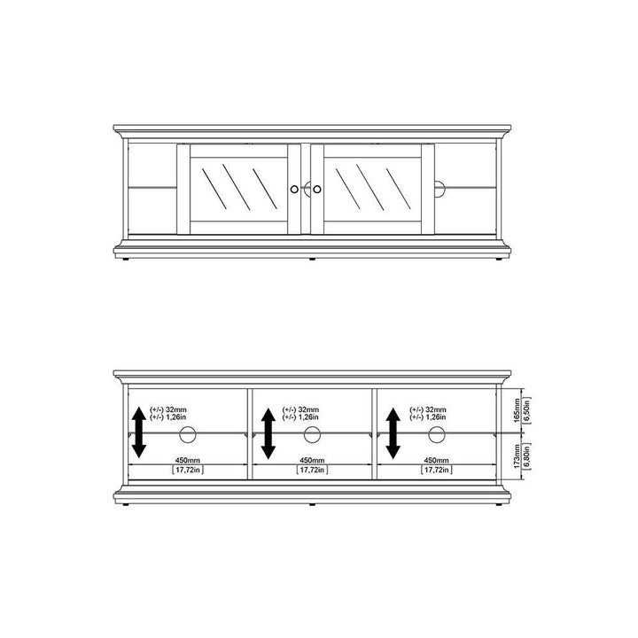 Paris TV Unit - Wide - 2 Doors 1 Shelf in White - TidySpaces