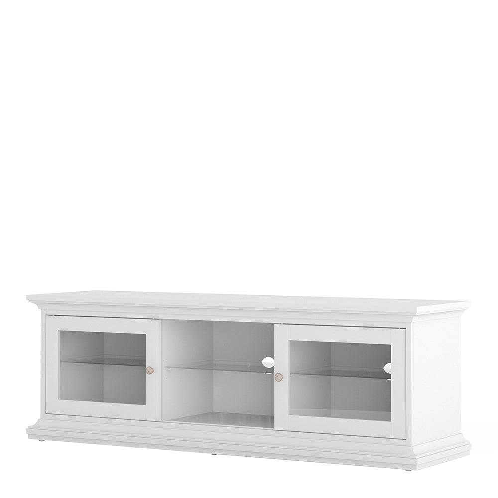 Paris TV Unit - Wide - 2 Doors 1 Shelf in White - TidySpaces