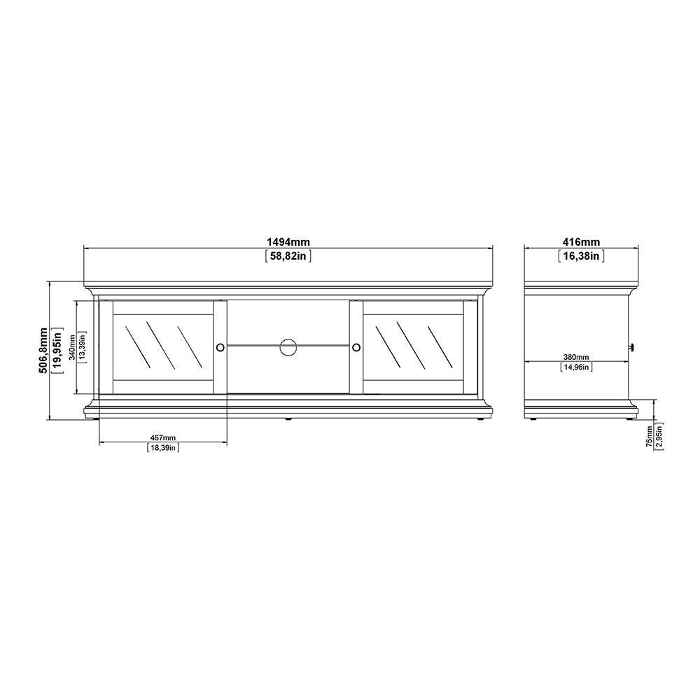 Paris TV Unit - Wide - 2 Doors 1 Shelf in White - TidySpaces