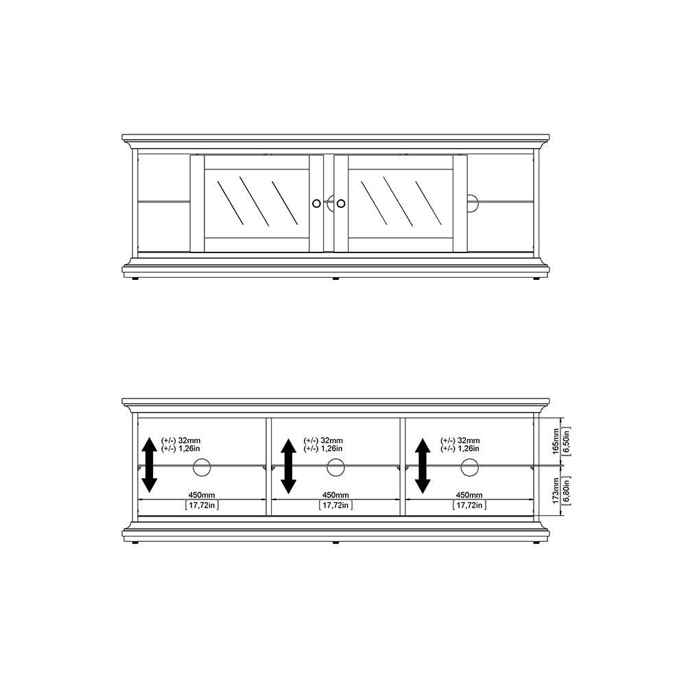 Paris TV Unit - Wide - 2 Doors 1 Shelf in White - TidySpaces