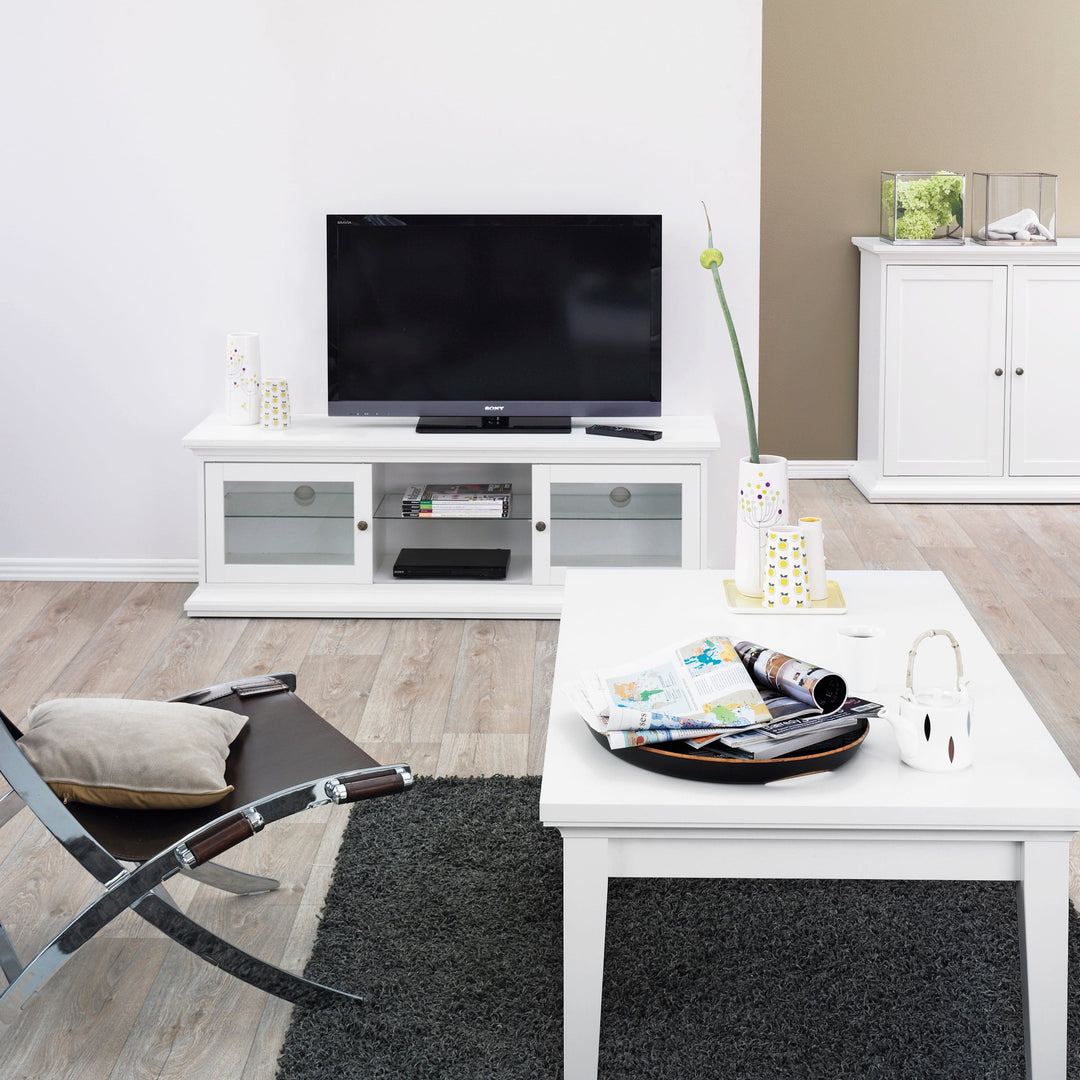 Paris TV Unit - Wide - 2 Doors 1 Shelf in White - TidySpaces