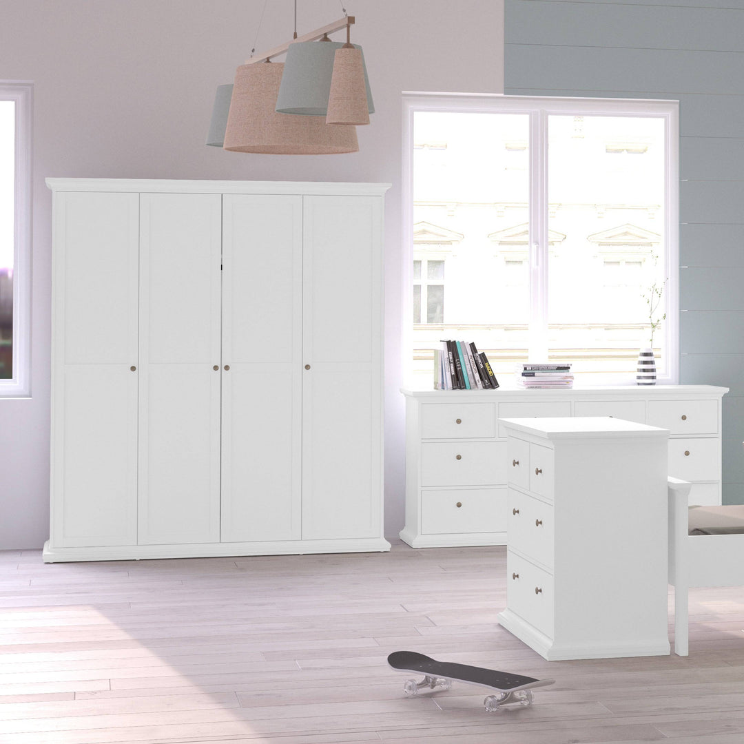 Paris Wardrobe with 4 Doors in White - TidySpaces