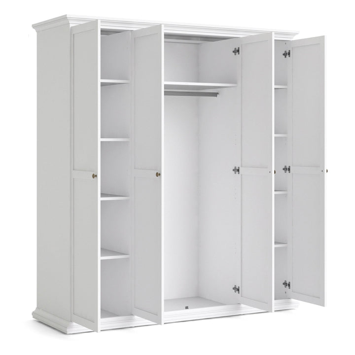 Paris Wardrobe with 4 Doors in White - TidySpaces