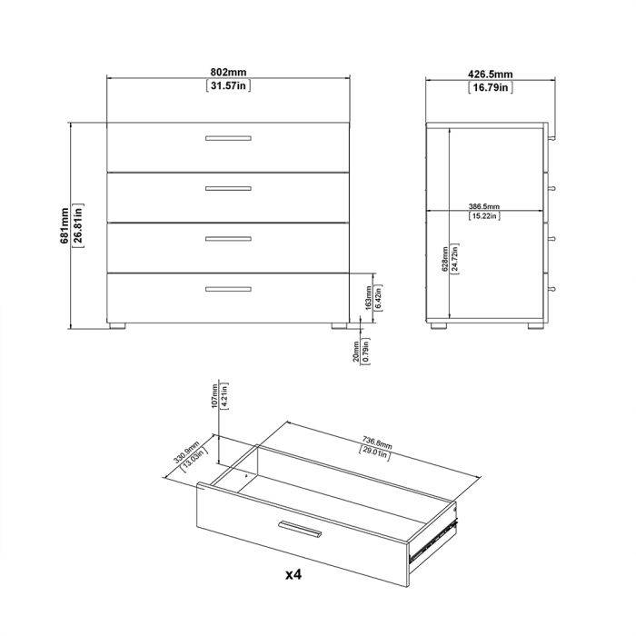 Pepe 3 Piece Bundle, Bedside, Chest and 2 Door Wardrobe - TidySpaces