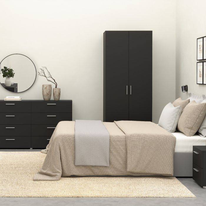 Pepe 3 Piece Bundle, Bedside, Chest and 2 Door Wardrobe - TidySpaces