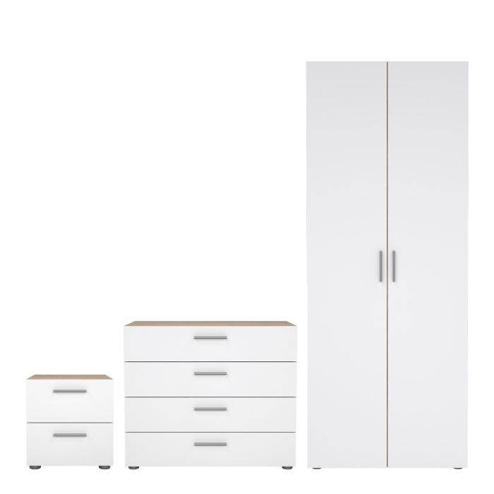 Pepe 3 Piece Bundle, Bedside, Chest and 2 Door Wardrobe - TidySpaces