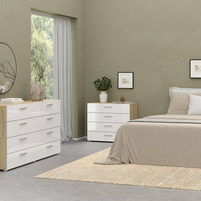 Pepe 3 Piece Bundle, Bedside, Chest and 2 Door Wardrobe - TidySpaces