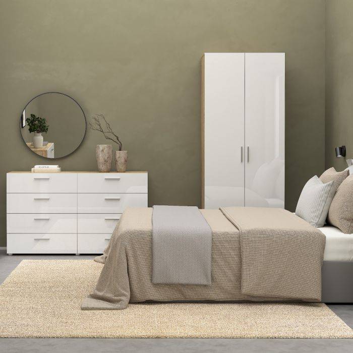 Pepe 3 Piece Bundle, Bedside, Chest and 2 Door Wardrobe - TidySpaces