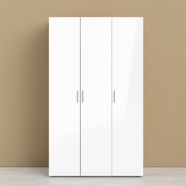 Pepe Wardrobe with 3 doors in Oak with White High Gloss - TidySpaces