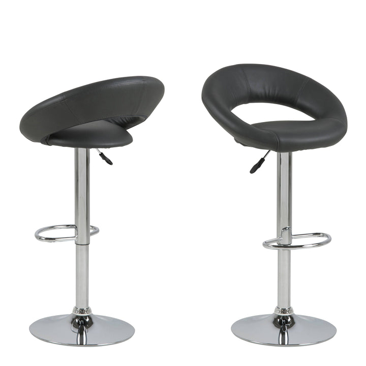 Plump Black Swivel Bar Stool with Open Back - TidySpaces