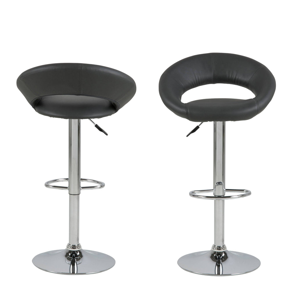 Plump Black Swivel Bar Stool with Open Back - TidySpaces