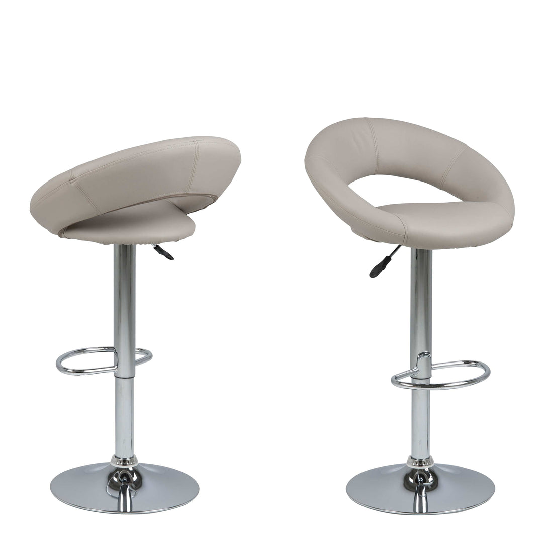 Plump Light Grey Swivel Bar Stool with Open Back - TidySpaces