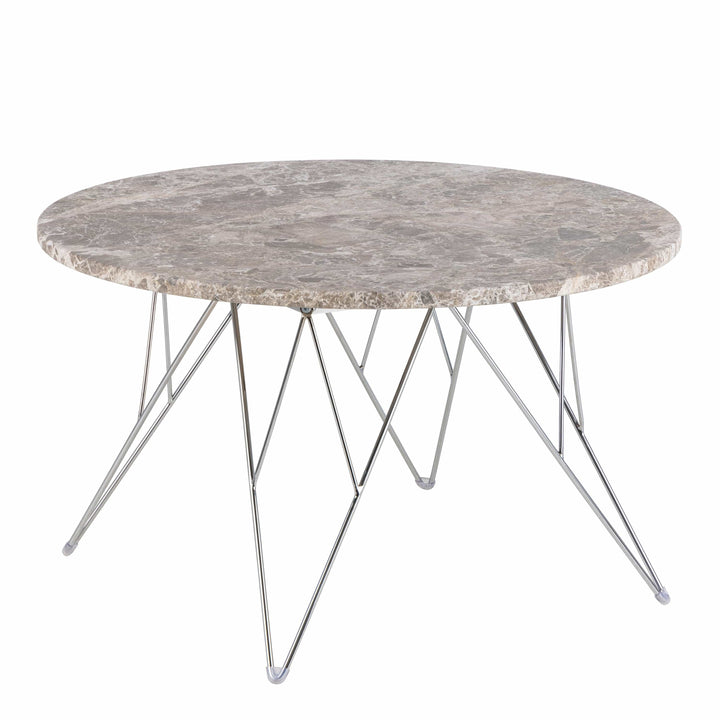 Prunus Round Coffee Table with Grey-Brown Marble Top - TidySpaces