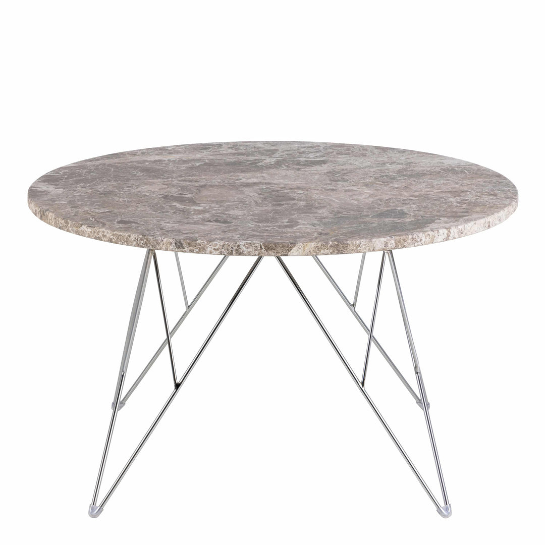 Prunus Round Coffee Table with Grey-Brown Marble Top - TidySpaces