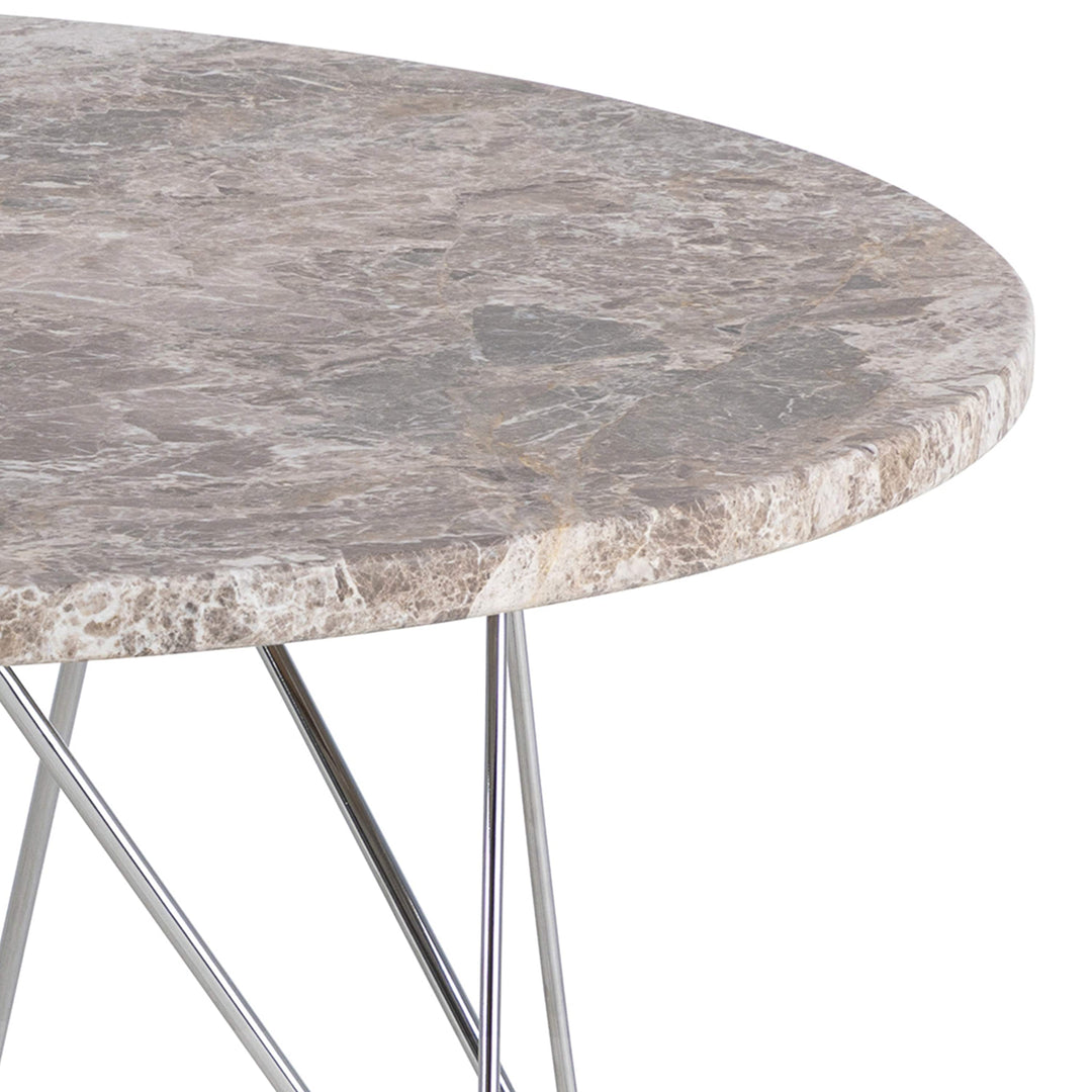 Prunus Round Coffee Table with Grey-Brown Marble Top - TidySpaces