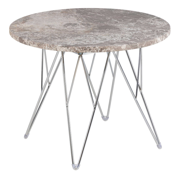 Prunus Round Side Table  with Grey-Brown Marble Top - TidySpaces