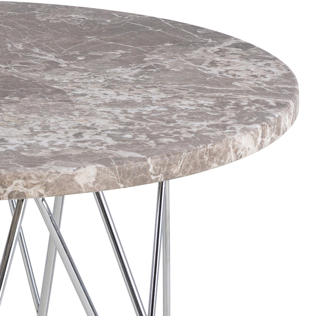 Prunus Round Side Table  with Grey-Brown Marble Top - TidySpaces