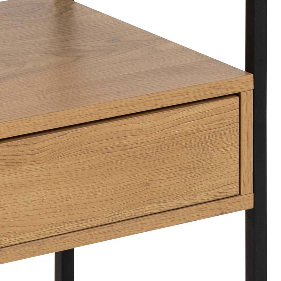 Randolf Square Bedside Table with 1 Drawer in Black and Oak - TidySpaces