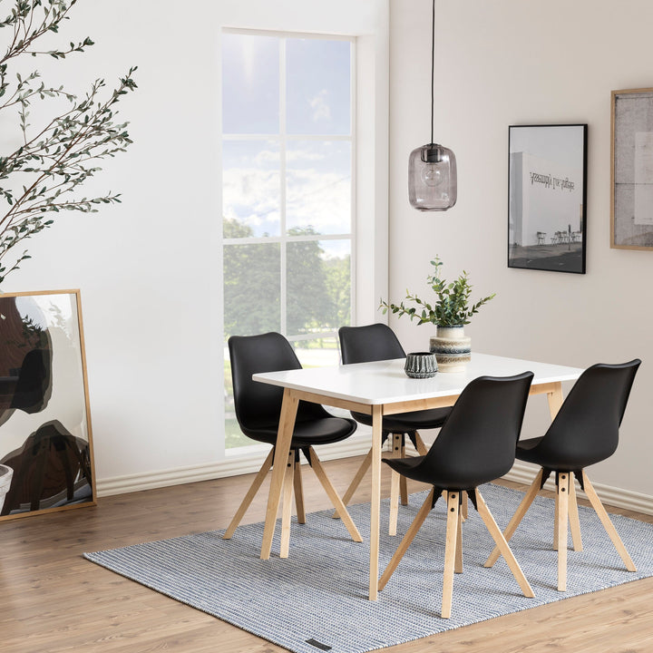 Raven Dining Table in White & Oak - TidySpaces