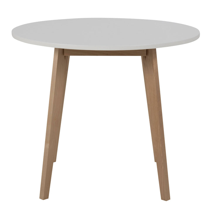 Raven Small Round Dining Table in White & Oak - TidySpaces