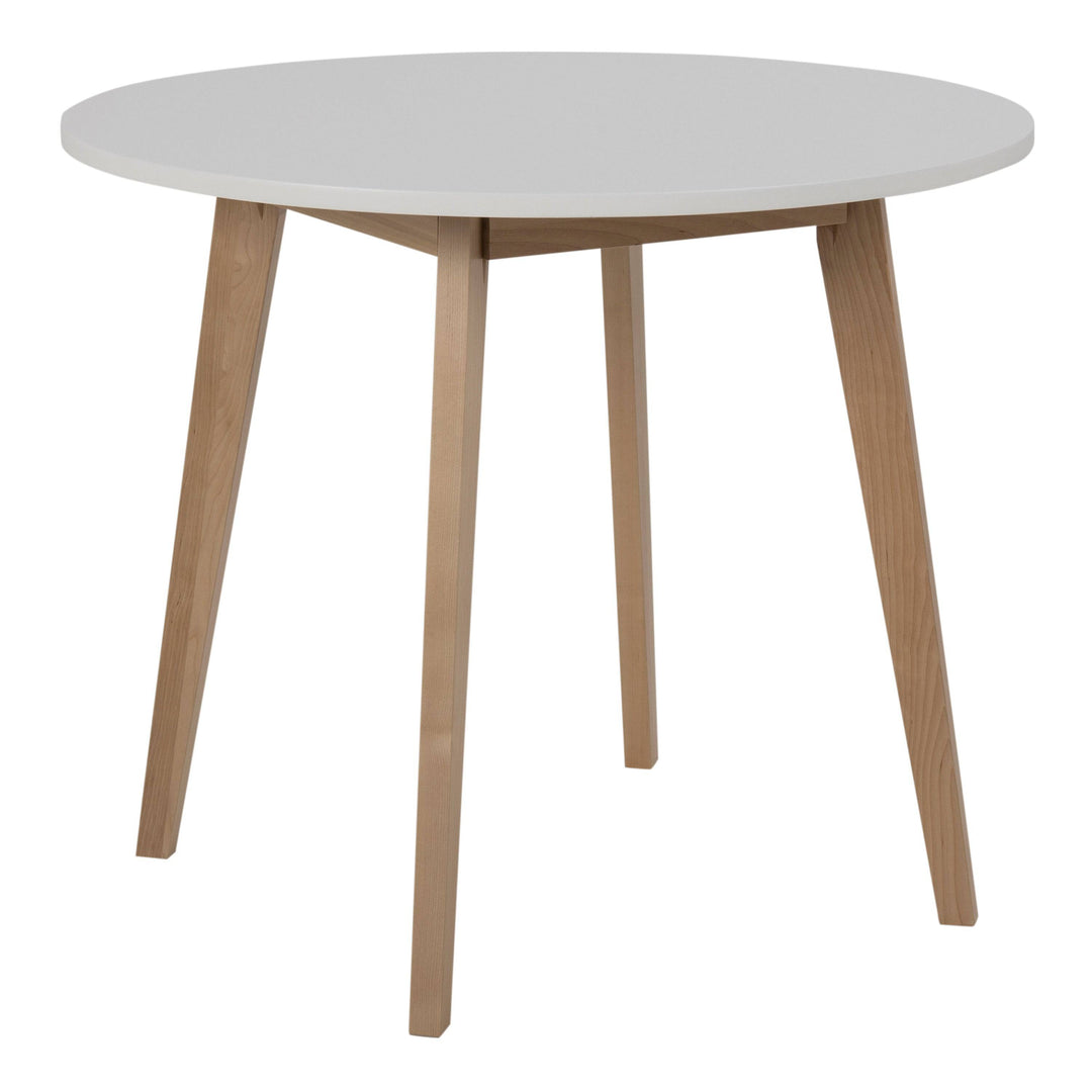 Raven Small Round Dining Table in White & Oak - TidySpaces