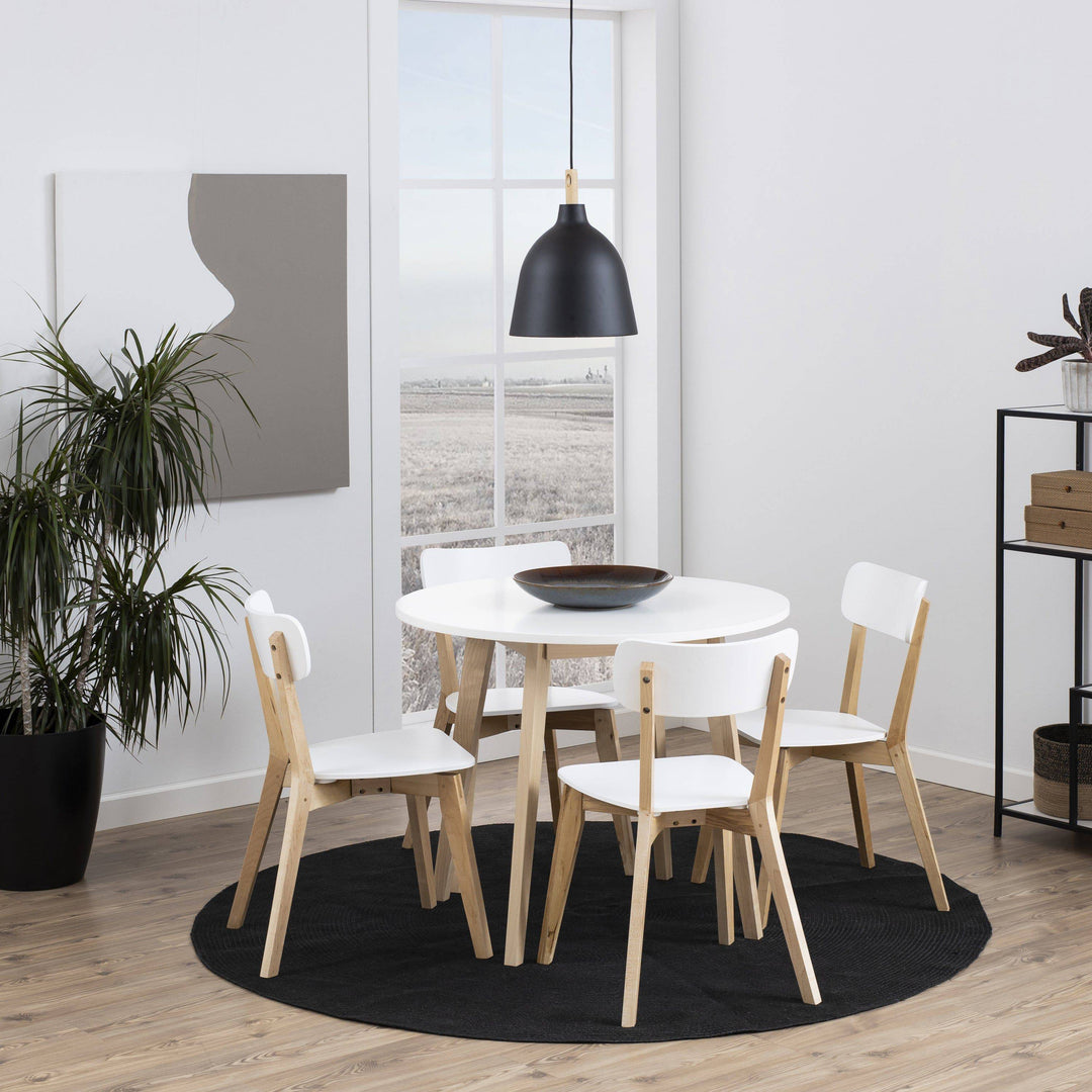 Raven Small Round Dining Table in White & Oak - TidySpaces