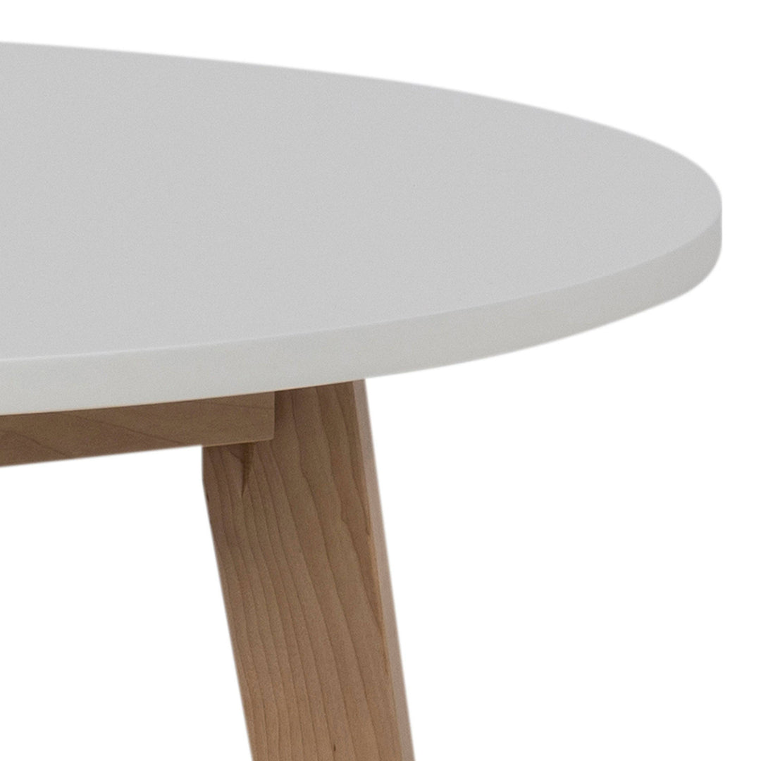 Raven Small Round Dining Table in White & Oak - TidySpaces