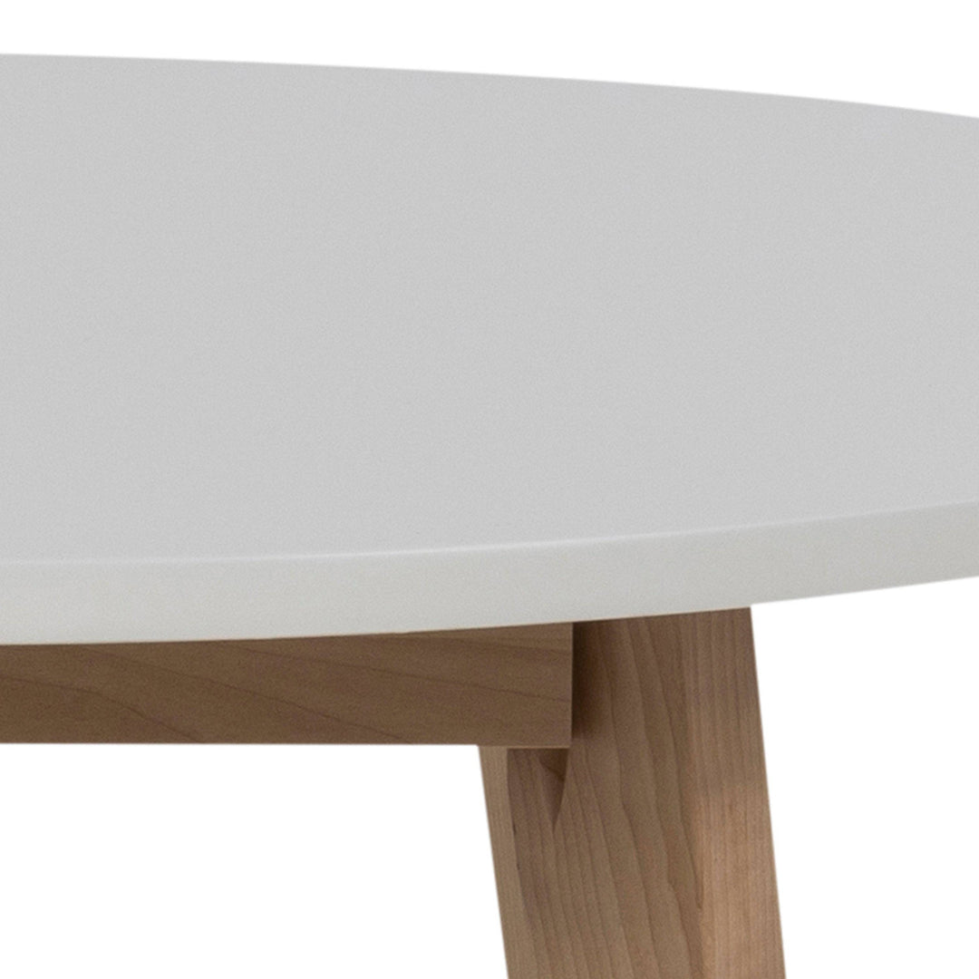 Raven Small Round Dining Table in White & Oak - TidySpaces