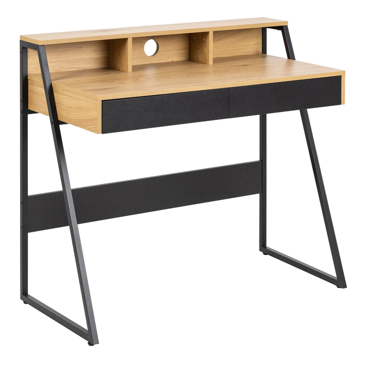 Reece 1 Drawer Office Desk in Oak & Black - TidySpaces