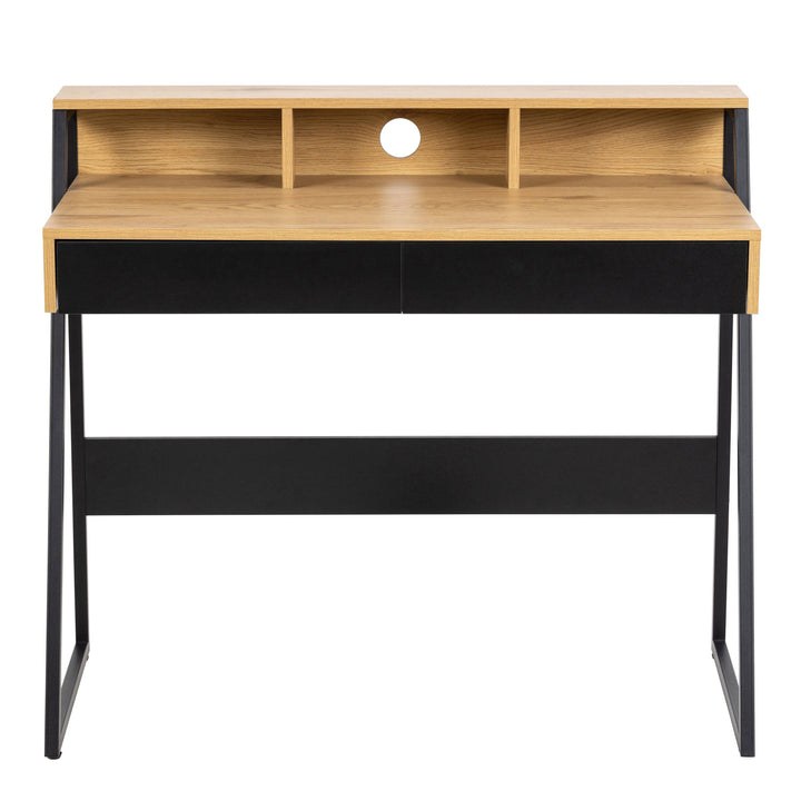 Reece 1 Drawer Office Desk in Oak & Black - TidySpaces