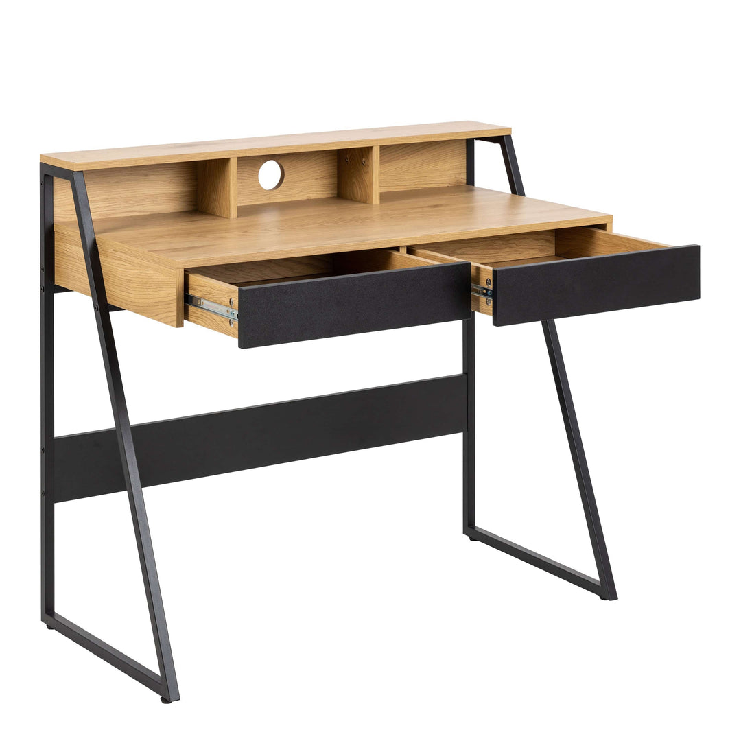 Reece 1 Drawer Office Desk in Oak & Black - TidySpaces