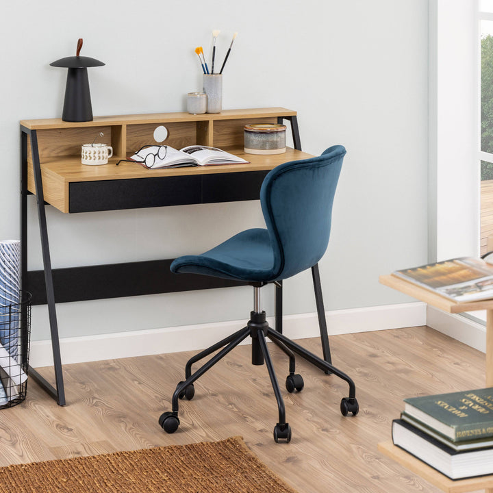 Reece 1 Drawer Office Desk in Oak & Black - TidySpaces