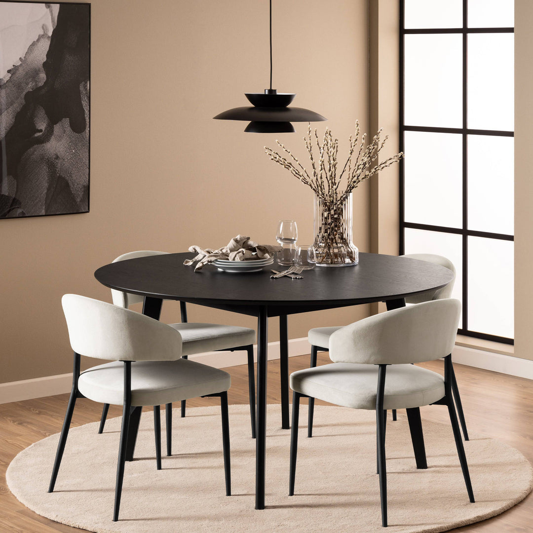 Roxby Round Dining Table in Black 140x76cm - TidySpaces