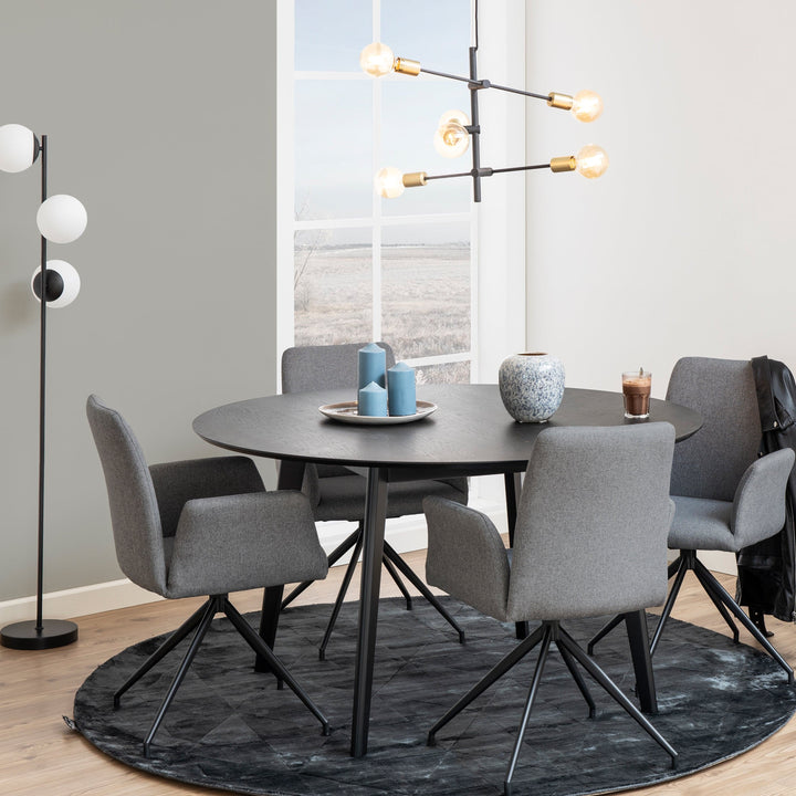 Roxby Round Dining Table in Black 140x76cm - TidySpaces