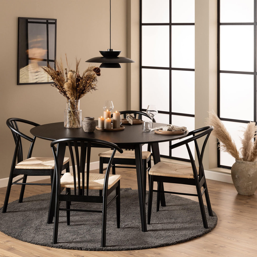 Roxby Round Dining Table in Black 140x76cm - TidySpaces