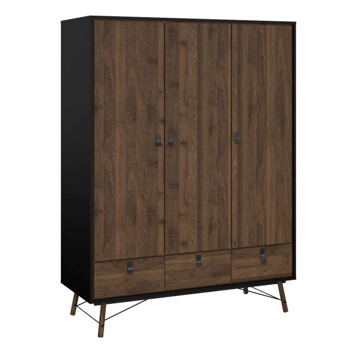 Ry 3 Piece Bundle, Bedside, Chest and 3 Door 3 Drawer Wardrobe - TidySpaces