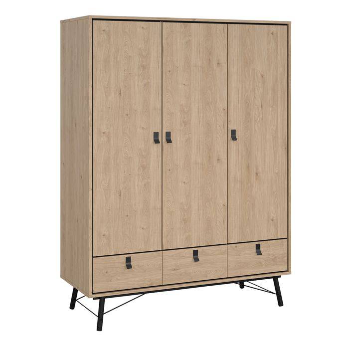 Ry 3 Piece Bundle, Bedside, Chest and 3 Door 3 Drawer Wardrobe - TidySpaces