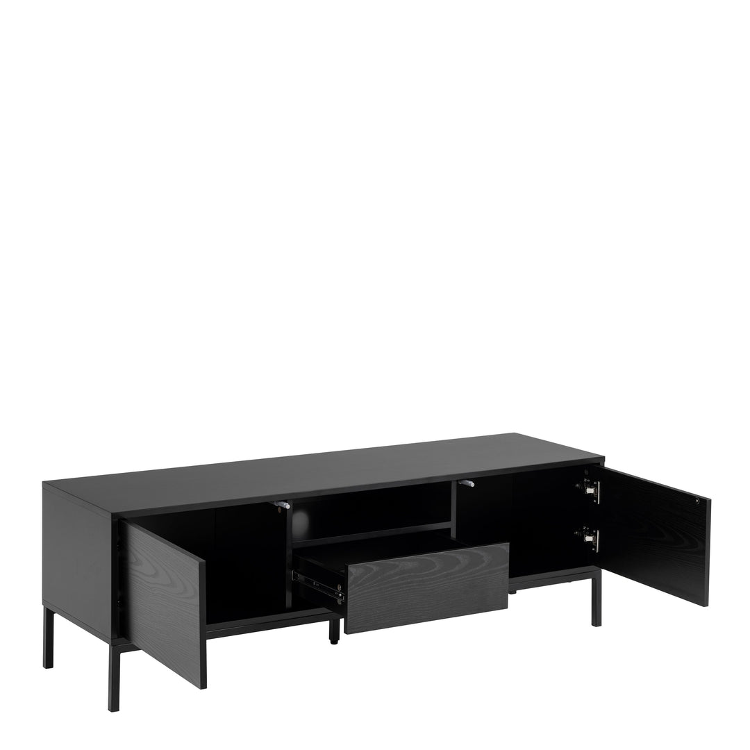 Seaford 2 Door 1 Drawer TV Unit in Ash Black - TidySpaces