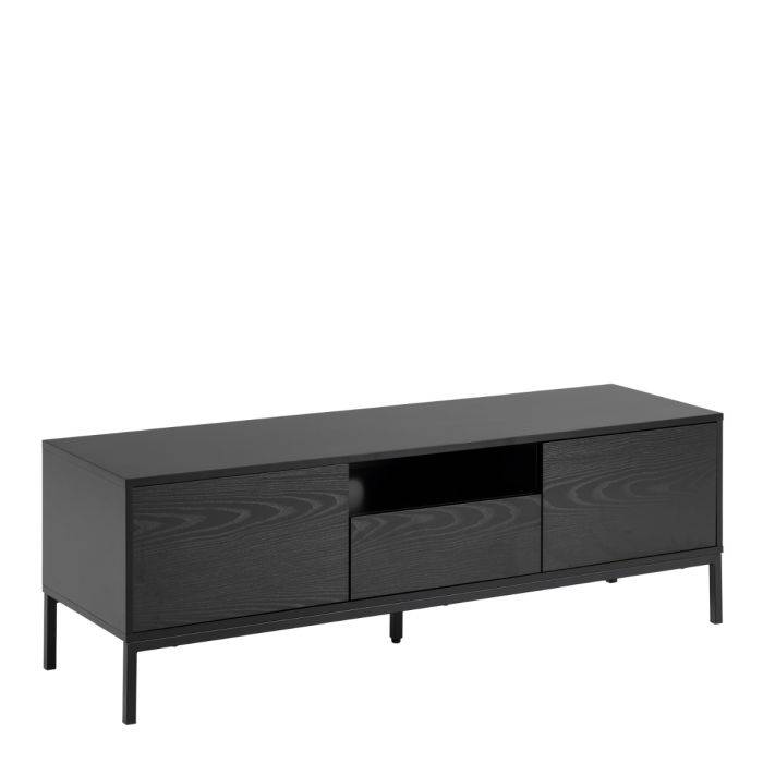 Seaford 2 Door 1 Drawer TV Unit in Ash Black - TidySpaces