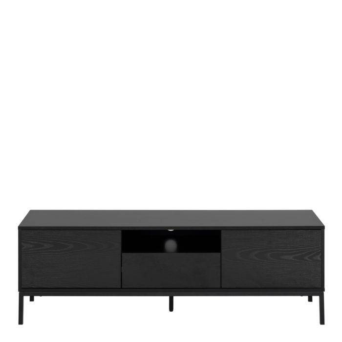 Seaford 2 Door 1 Drawer TV Unit in Ash Black - TidySpaces