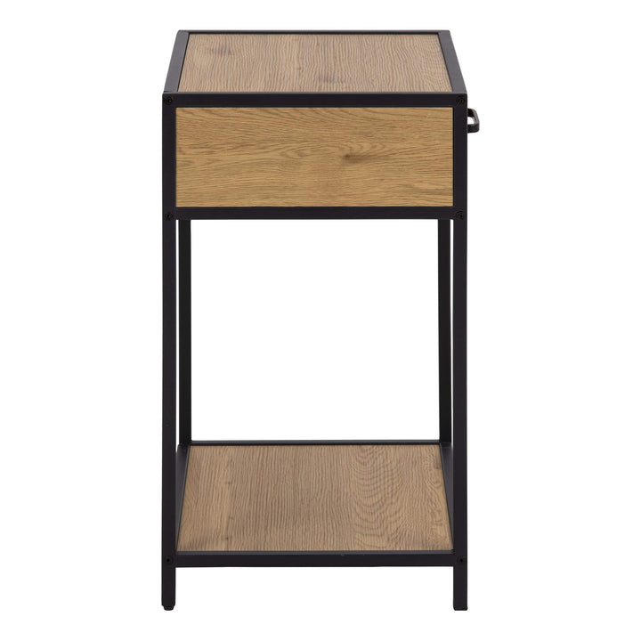 Seaford Bedside Table with 1 Drawer in Black & Oak - TidySpaces