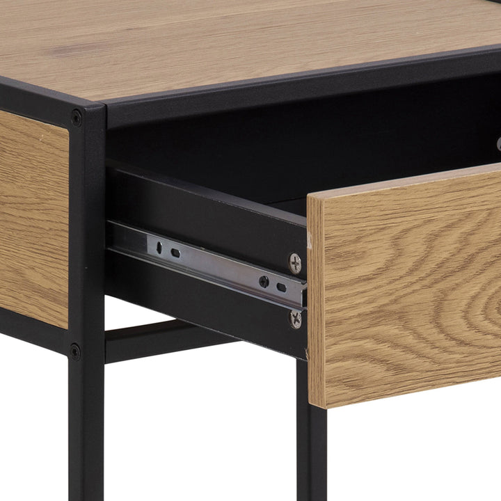 Seaford Bedside Table with 1 Drawer in Black & Oak - TidySpaces