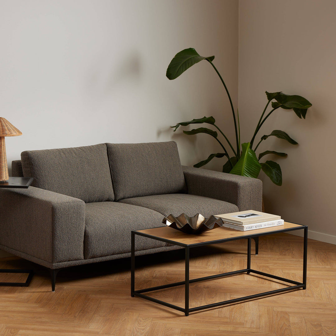 Seaford Black Metal Coffee Table with Oak Top - TidySpaces