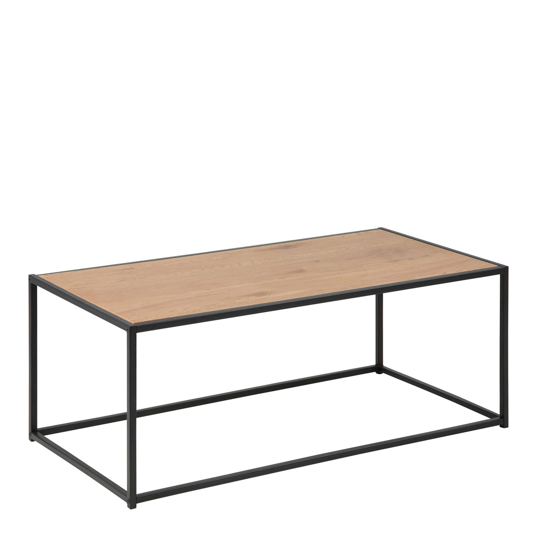 Seaford Black Metal Coffee Table with Oak Top - TidySpaces