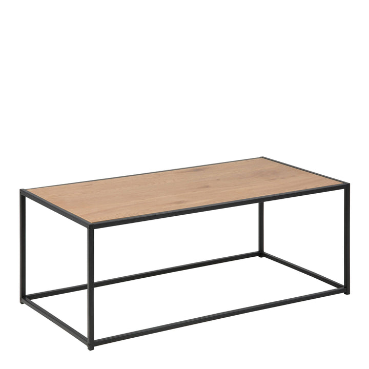 Seaford Black Metal Coffee Table with Oak Top - TidySpaces