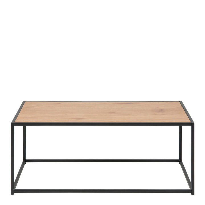 Seaford Black Metal Coffee Table with Oak Top - TidySpaces