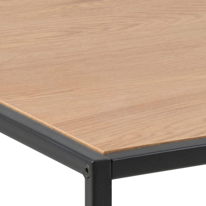 Seaford Black Metal Coffee Table with Oak Top - TidySpaces