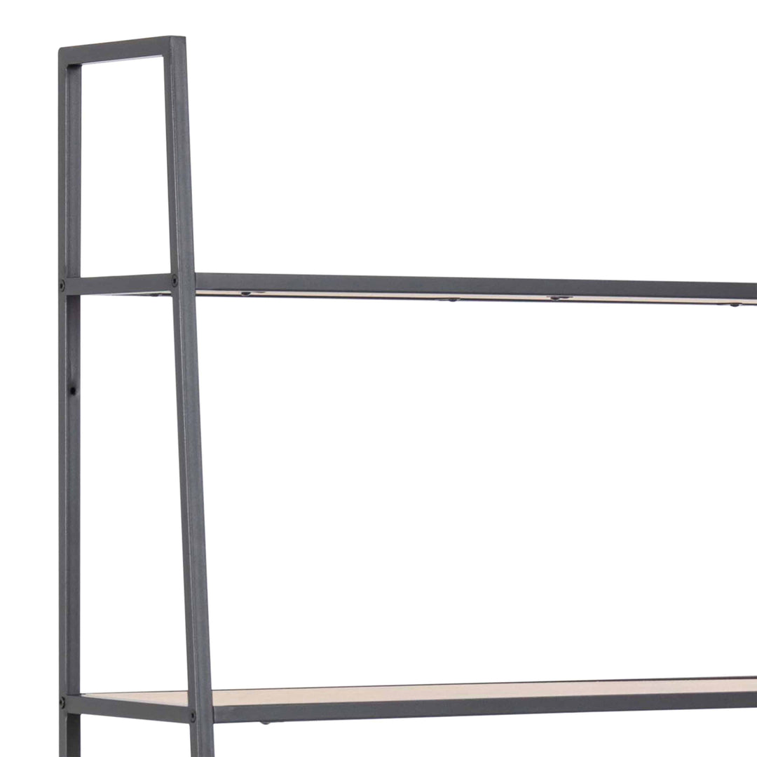 Seaford Black Metal Ladder Bookcase with 5 Oak Shelves - TidySpaces