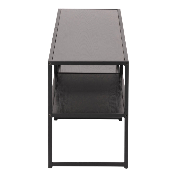 Seaford Black Metal Open TV Unit with 3 Black Shelves - TidySpaces